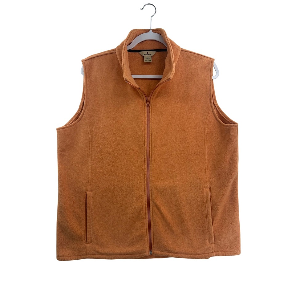 Woolrich Womens XL Tangerine Fleece Vest Full Zip Pockets Outdoor Casual